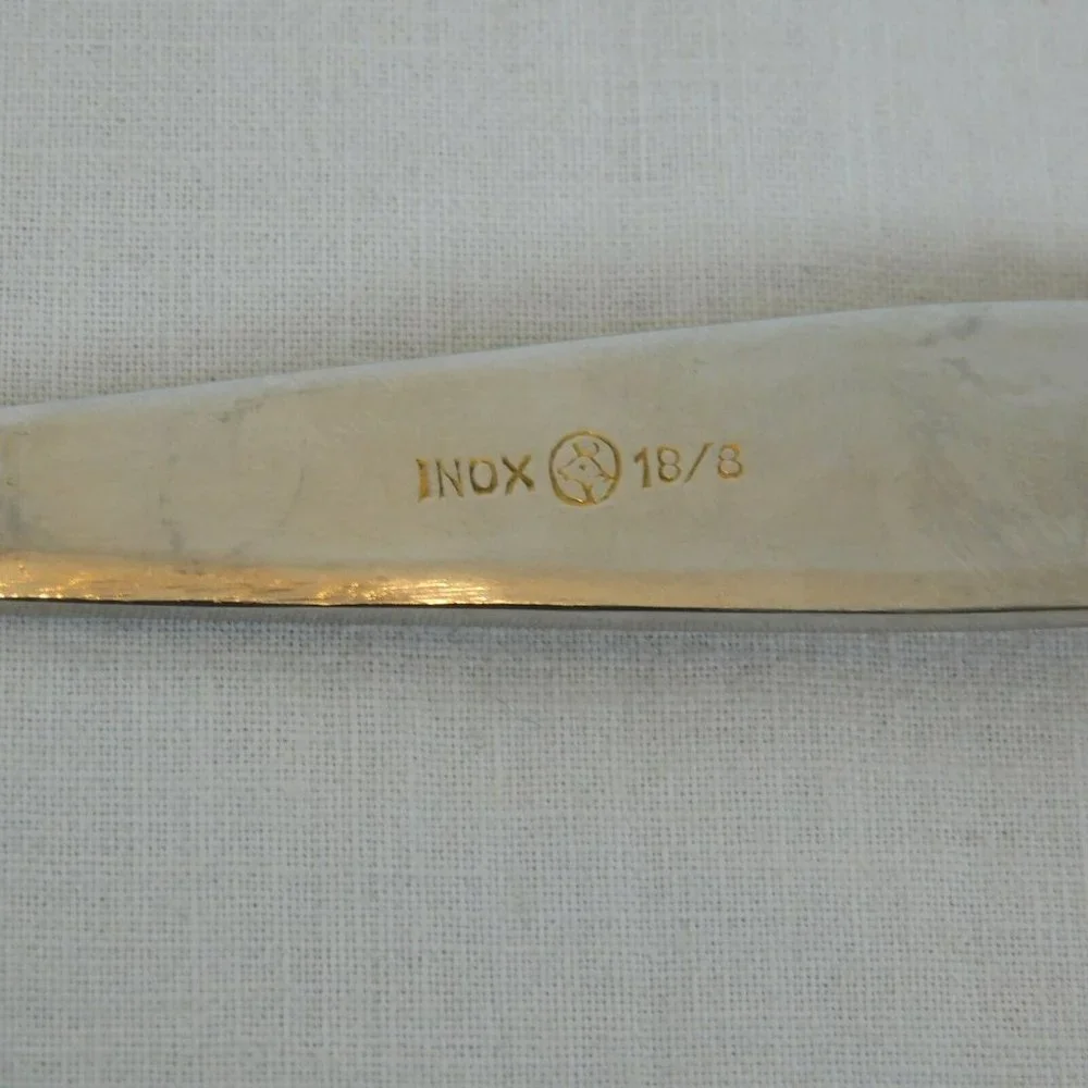 Dessert Cake Pie Server INOX 18/8 Stainless Steel Gold Colored Crosshatch Handle